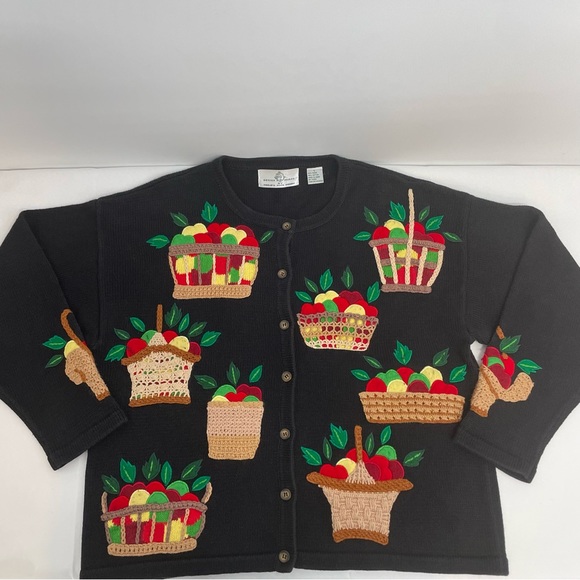 VTG Design Options By Philip & Jane Gordon Button Up Sweater Farmer Market Sz L - Picture 2 of 8